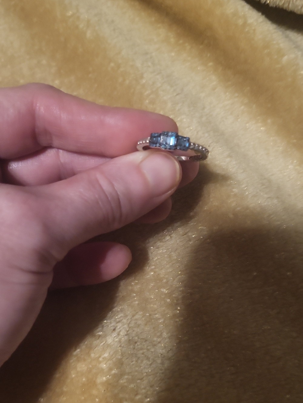 Blue Diamond Ring In Platinum Over Sterling Silver